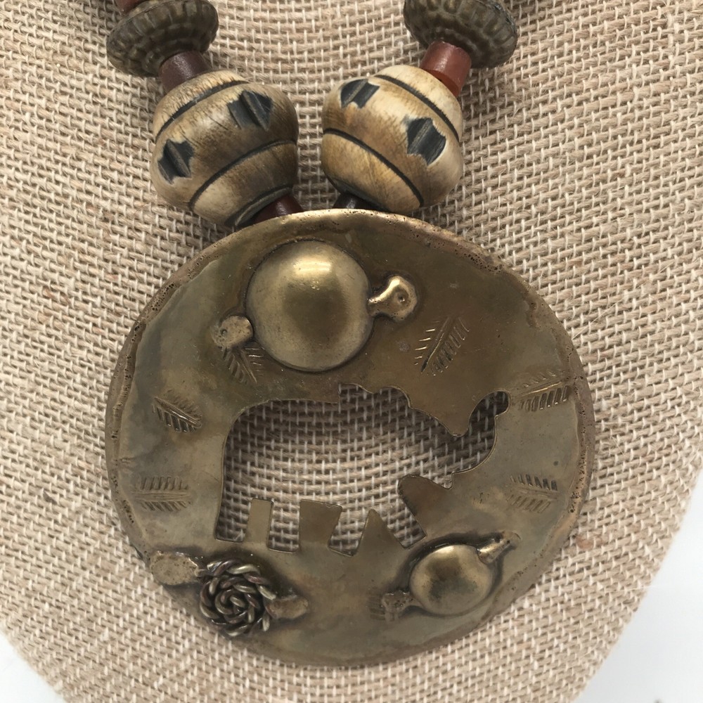Brass Elephant Necklace Tie On