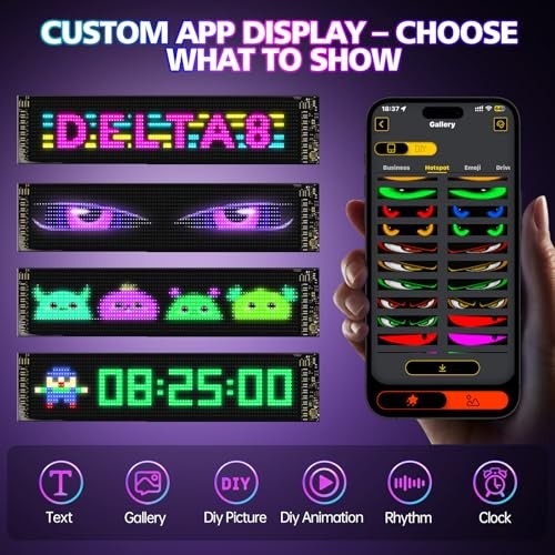 LED Sign for Car 2PCS - 23''x5'' Devil's Eyes Light for Windshield, 5V USB