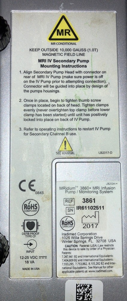 Iradimed MRidium 3861 MRI Infusion Pump Working Pull