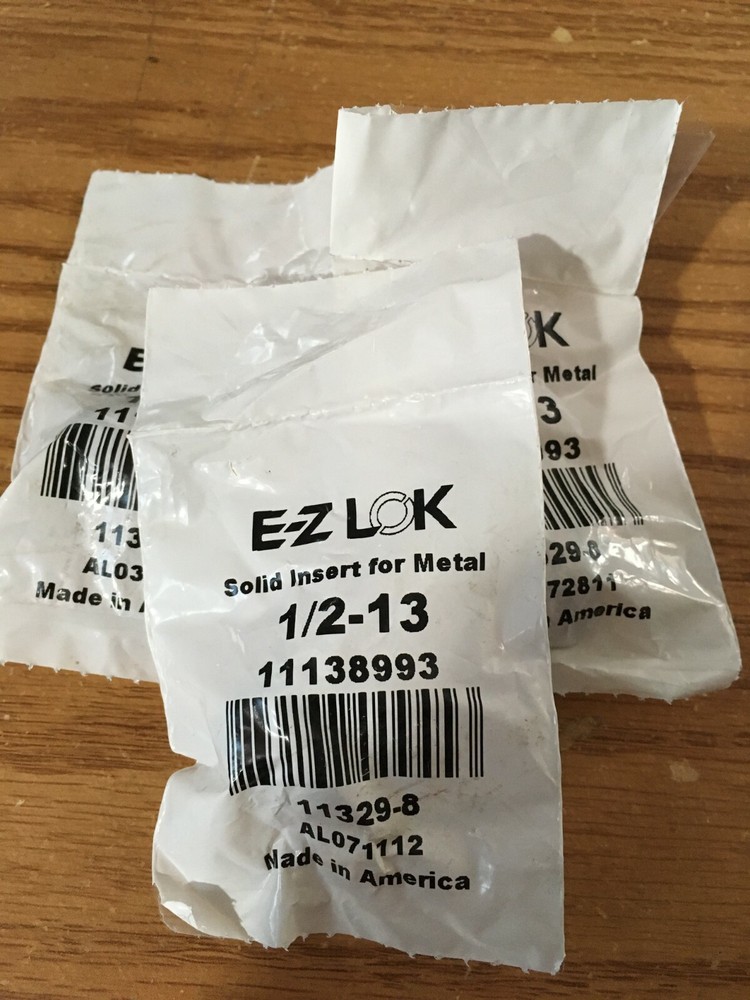(3) 1/2"-13 Carbon Steel Solid Insert For Metal