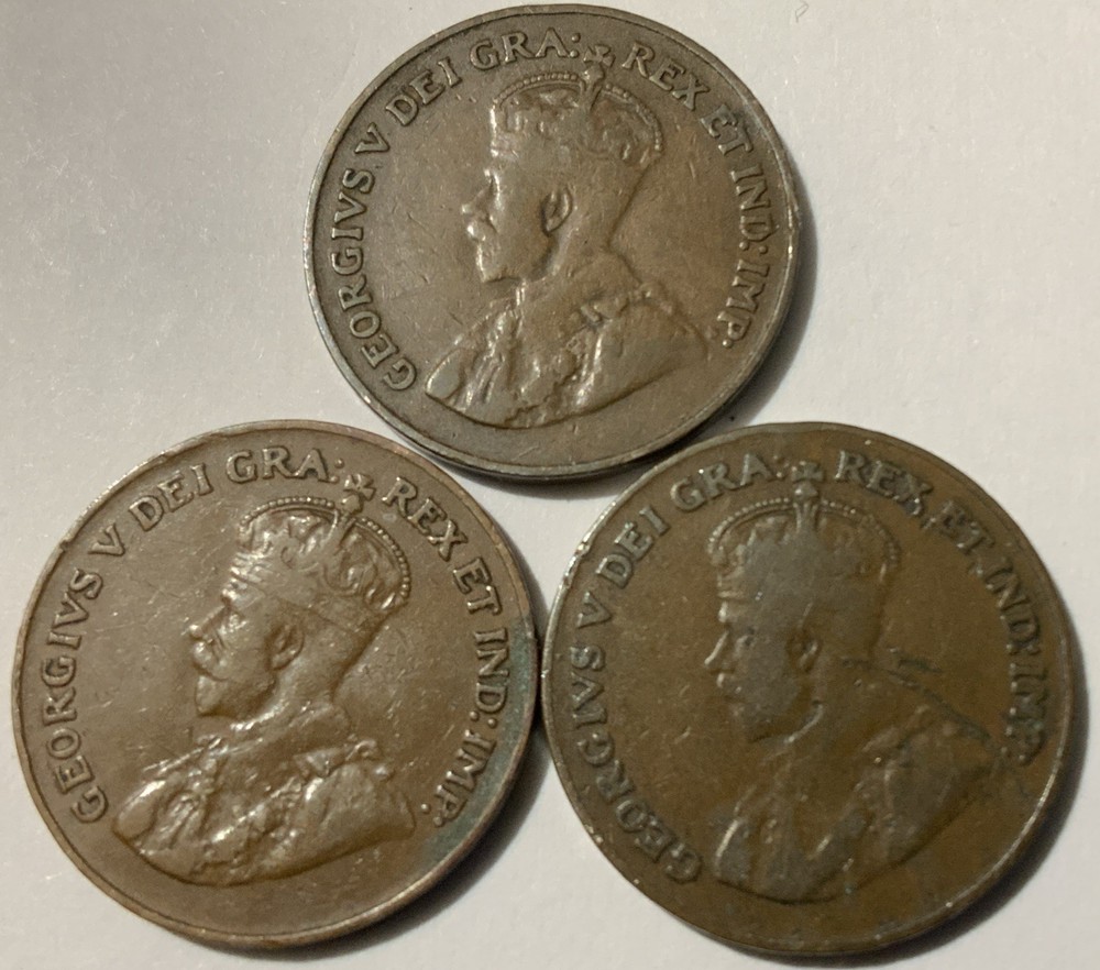 1922 1923 1925 Canada Small Cent BROWN