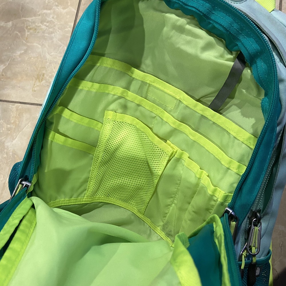 The North Face Jester Backpack Neon Green, Blue Zip Daypack