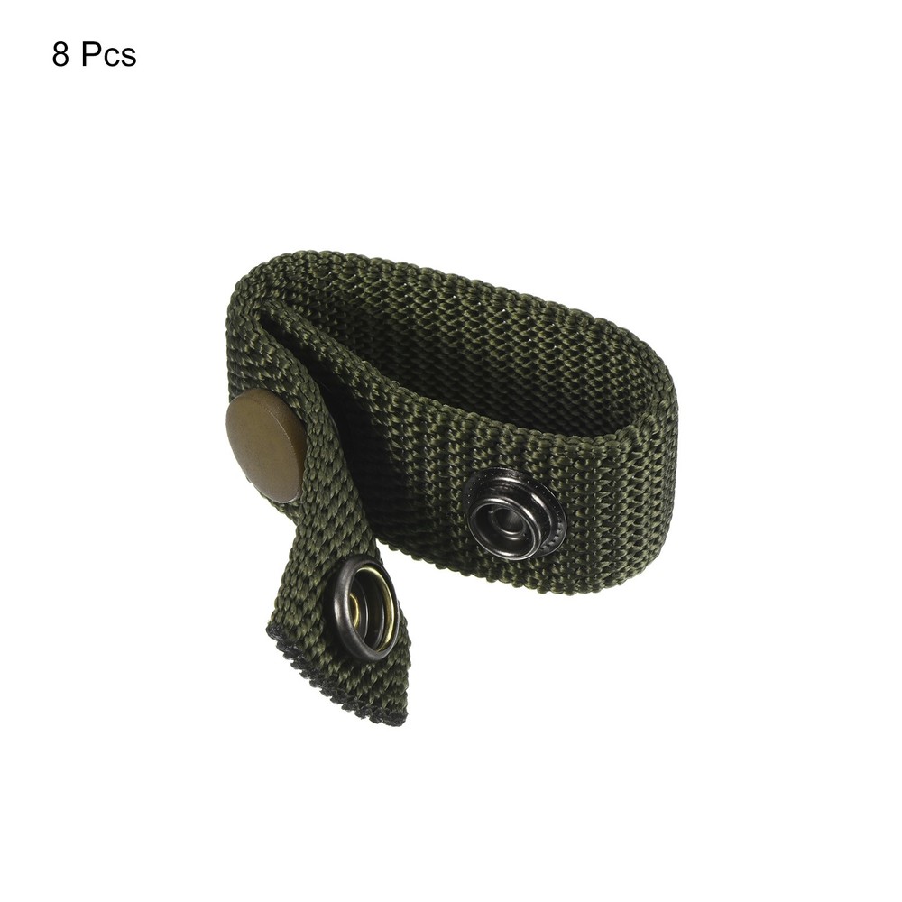 Belt Keeper, 8Pcs Nylon Webbing Loop with Double Snaps Belt, Green