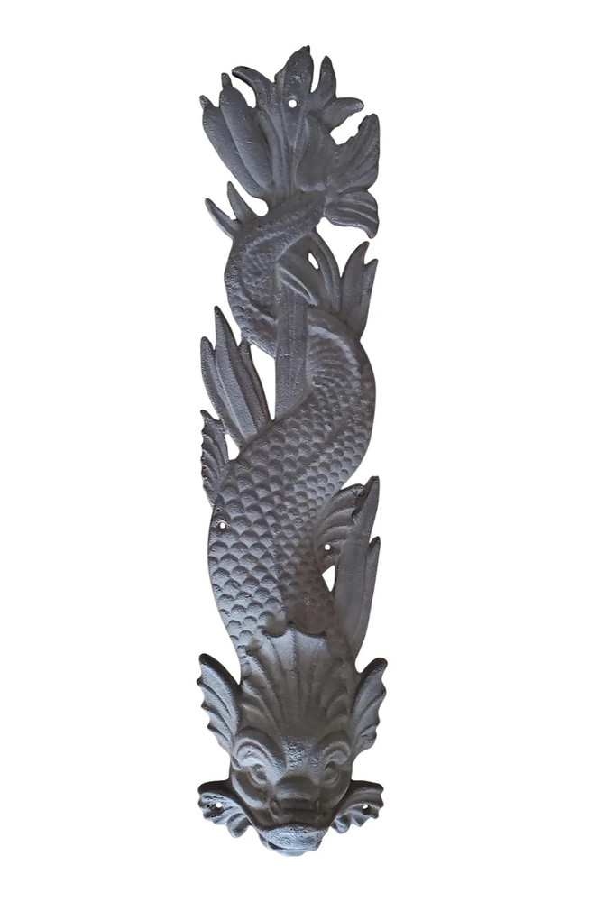 Dolphin Plaque Fish Down Spout, Large Cast Iron , 19th Century