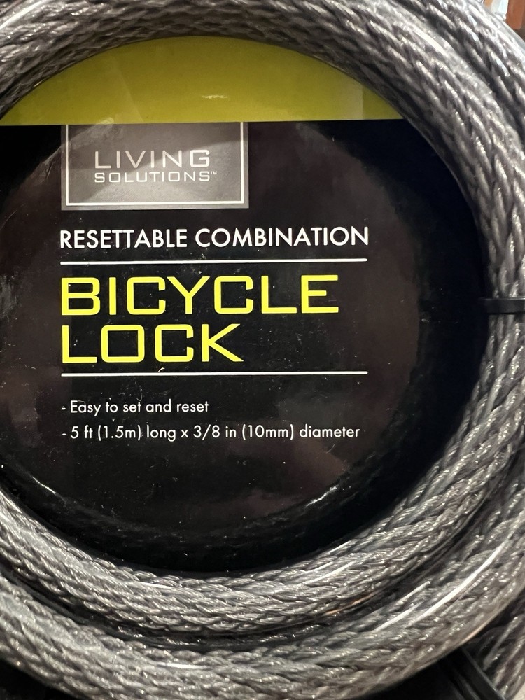Living Solutions Resettable Combination Bicycle Lock - 5ft Long