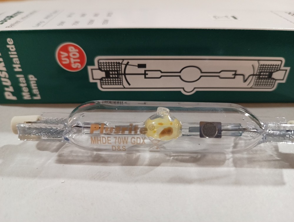 GREEN - METAL HALIDE COLOUR 70W RX7S PLUSRITE LIGHT LAMP BULB DOUBLE ENDED