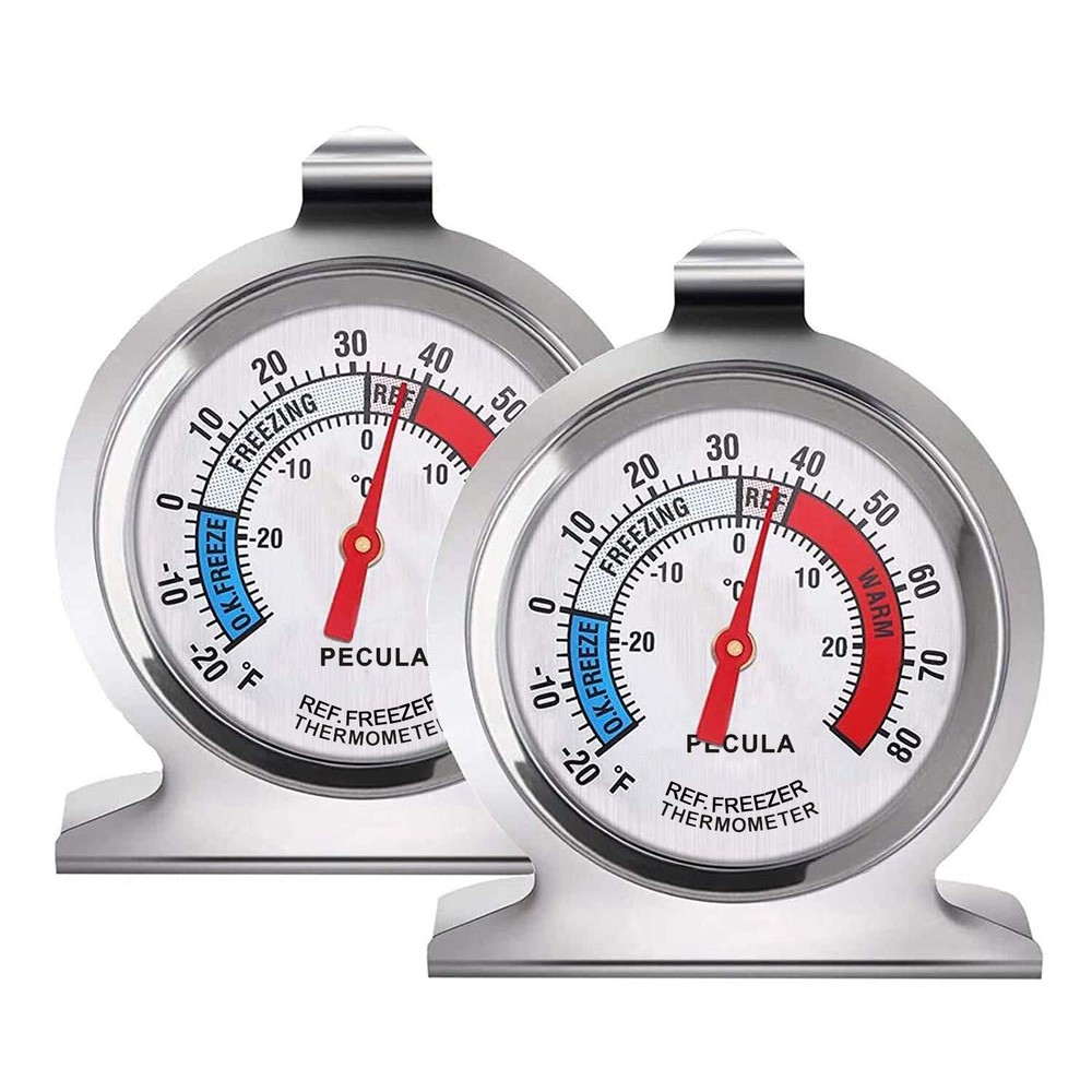 2 Pack Refrigerator Freezer Thermometer Large Dial Analog Thermometer for Fridge