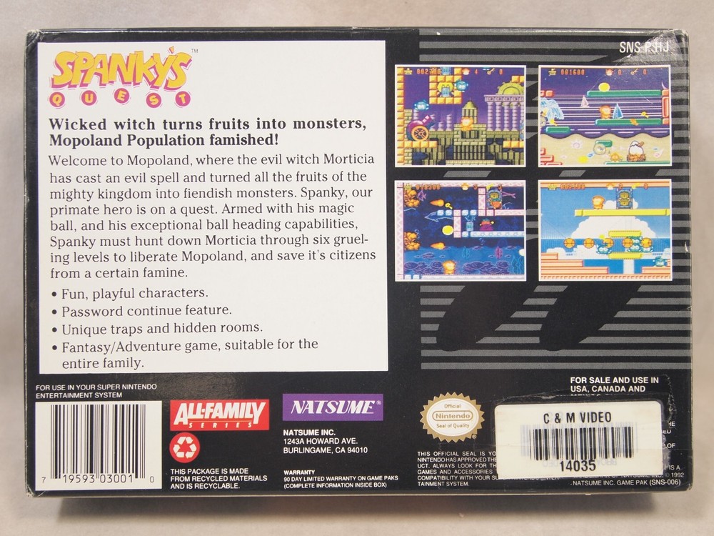 Spanky's Quest (Super Nintendo | SNES) Authentic BOX ONLY