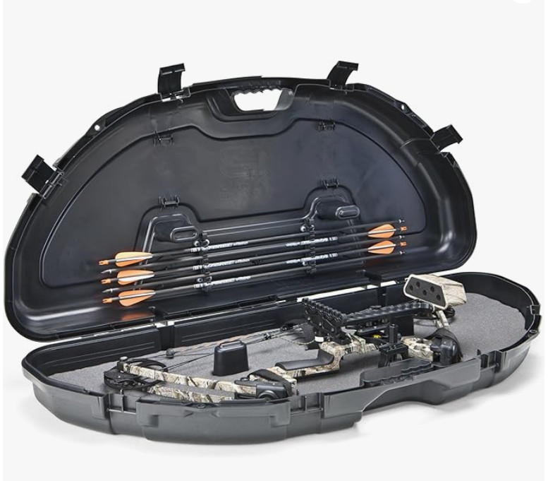 Compact Bow Case Black Archery Storage Lockable Padded Protection Hard Case
