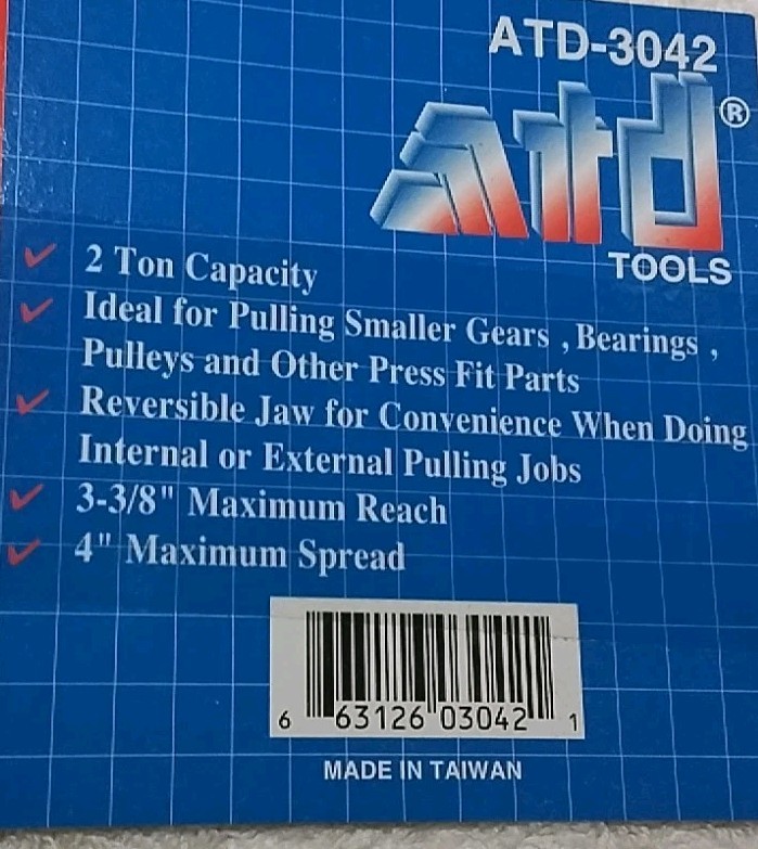 ATD-3042 2-TON CAPACITY 2 JAW GEAR PULLER