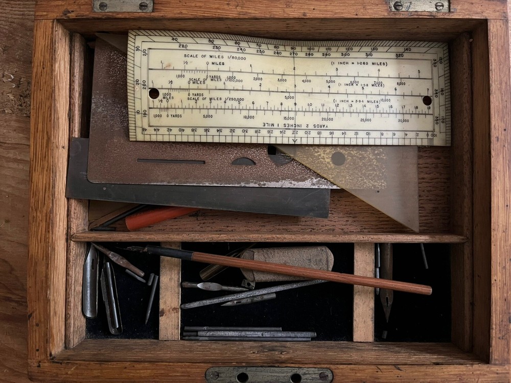 Antique WW1 Stanley Technical Drawing, Engineering Instrument Set.