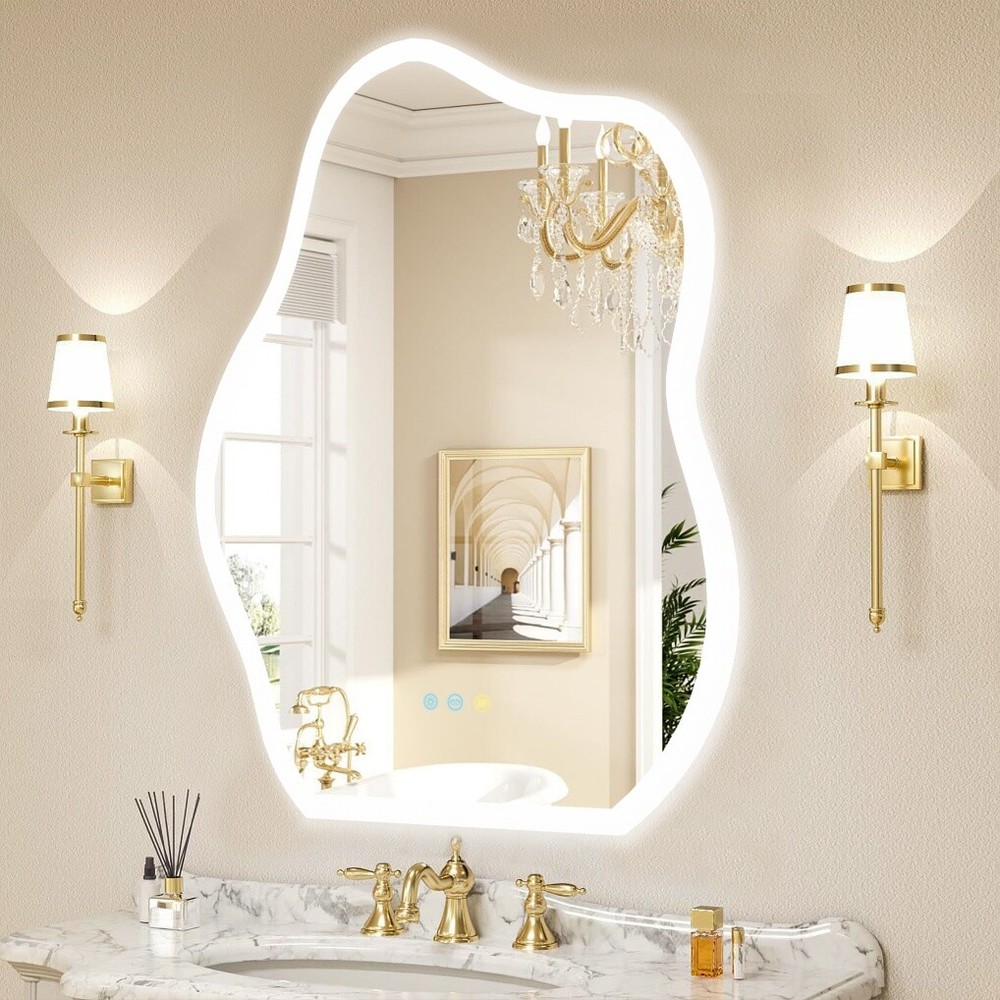 LUVODI Cloud Shape LED Bathroom Mirror Irregular Dimmable Wall Vanity Mirrors HD