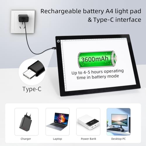 Rechargeable A4 Tracing Drawing Board,Copy Light Pad with Adjustable Foldable