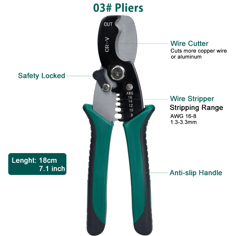 Wire Stripper Multifunction Cable Cutter Crimper Plier Electrician Crimping Tool