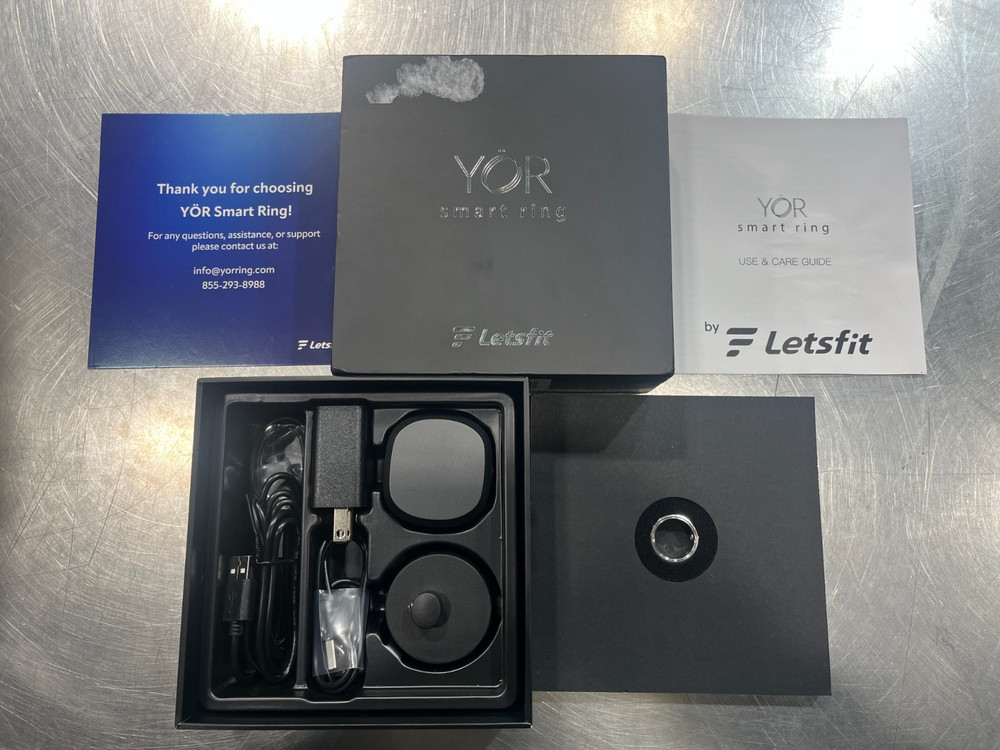 YoR by Letsfit Waterproof Smart Ring with Dock Model LR11-08-SL - Size 8 Silver