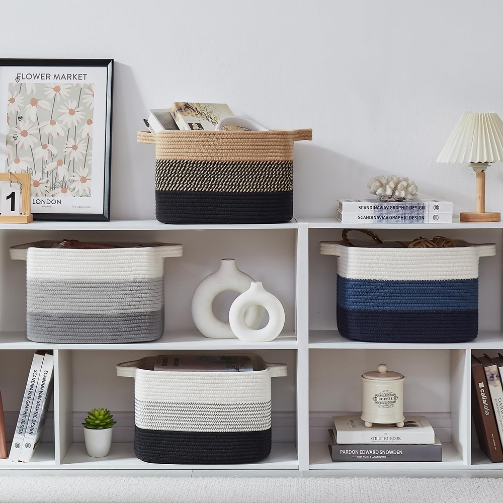 OIASKET Storage Basket for Organizing, Woven Baskets for Storage, Rectangle Deco