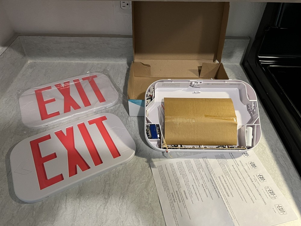 LED Emergency Exit Light Sign w/Battery Backup Single & Double Side UL