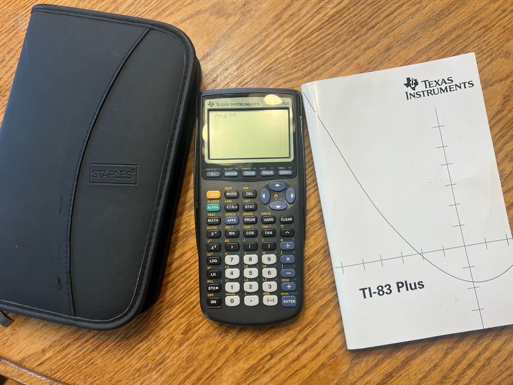 Texas Instruments TI-83 Plus Black Graphing Calculator Tested Working With Case