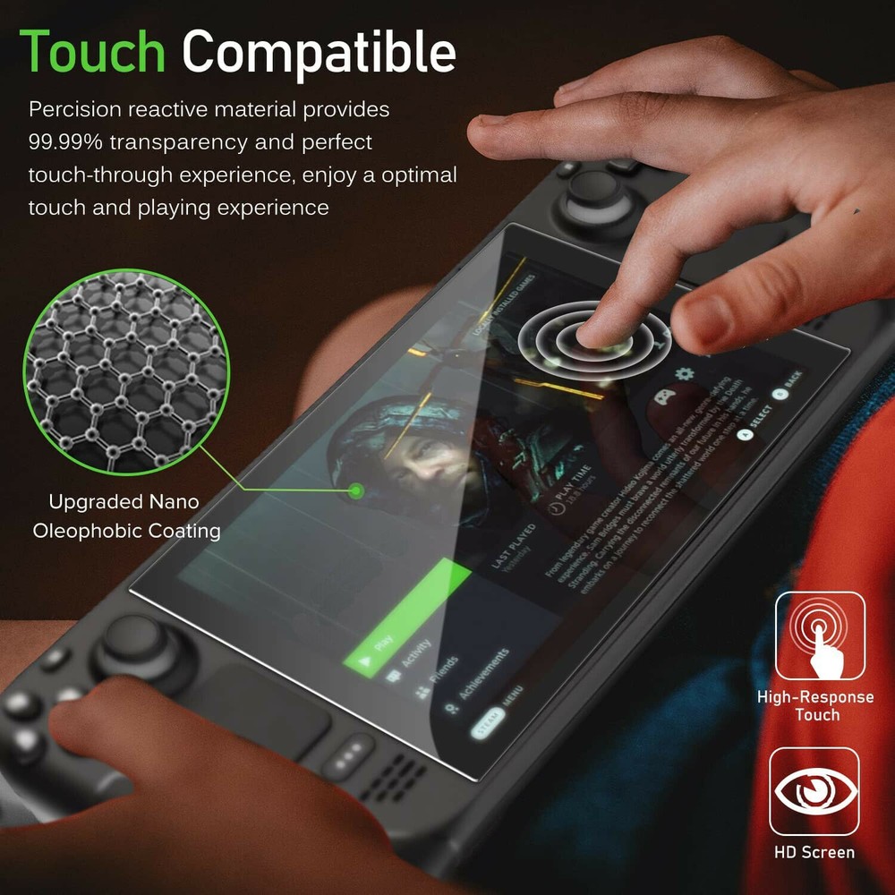 2Pack 0.3mm Clean Glass Screen Protective Film Set For Steam Deck Game Console