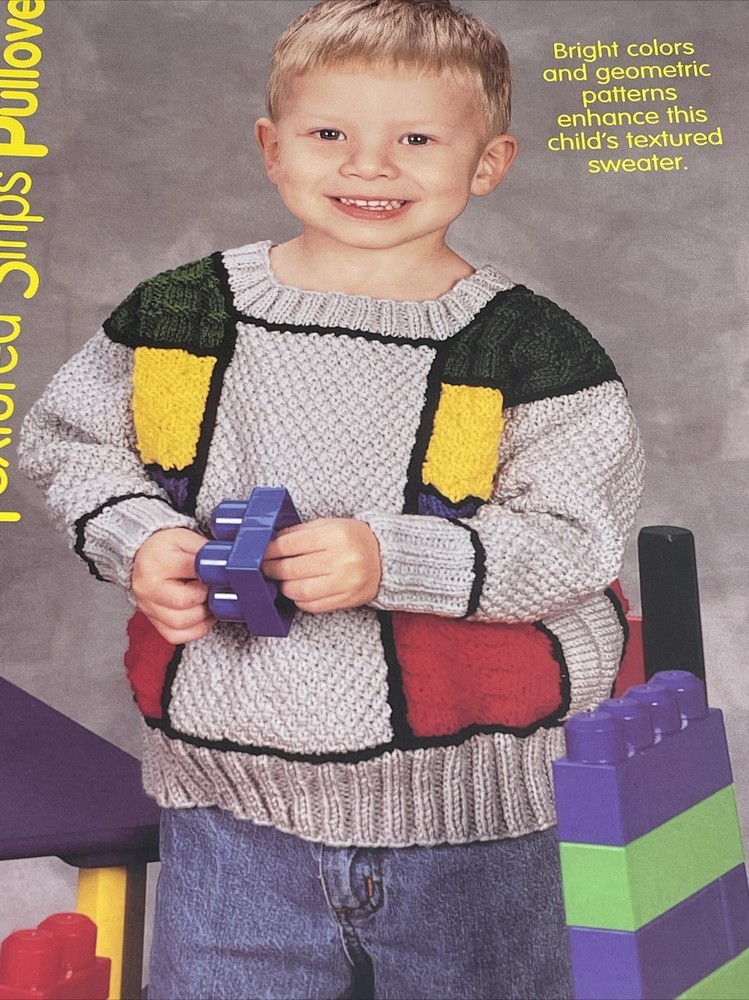 Textured Strips Pullover Childs Sweater Knitting Pattern House of White Birches