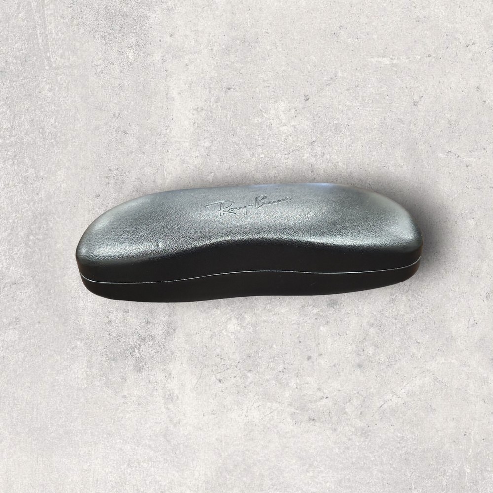 Ray-Ban Black Clamshell Eyeglass Case Beige Interior