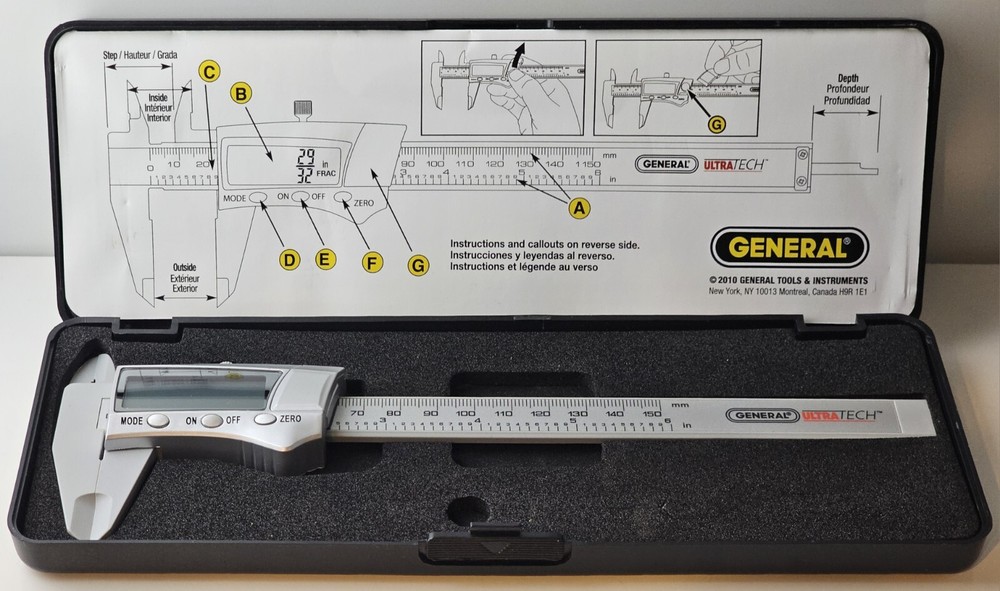 General Tools Instruments # 146 Digital Caliper Range 150mm Parts only Utested