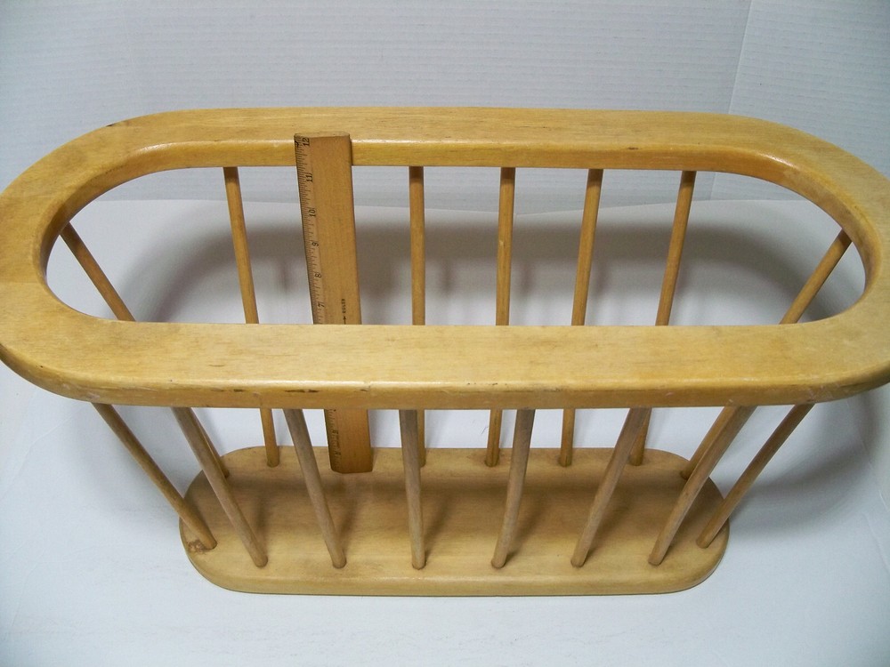 Wooden Magazine Rack, Worn Finish