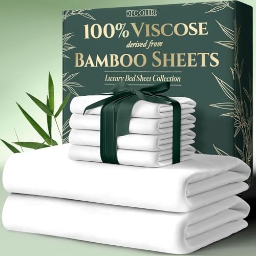 100% Viscose Derived from Bamboo Sheets Size 6pcs - Ultra Soft & Full White