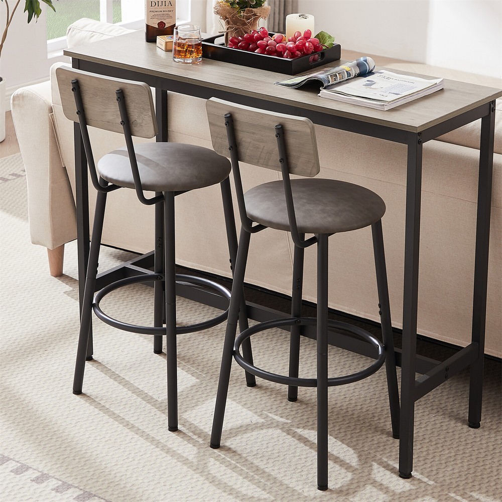 3 Piece Bar Table Set Counter Height Kitchen Pub Table with 2 Bar Stools US