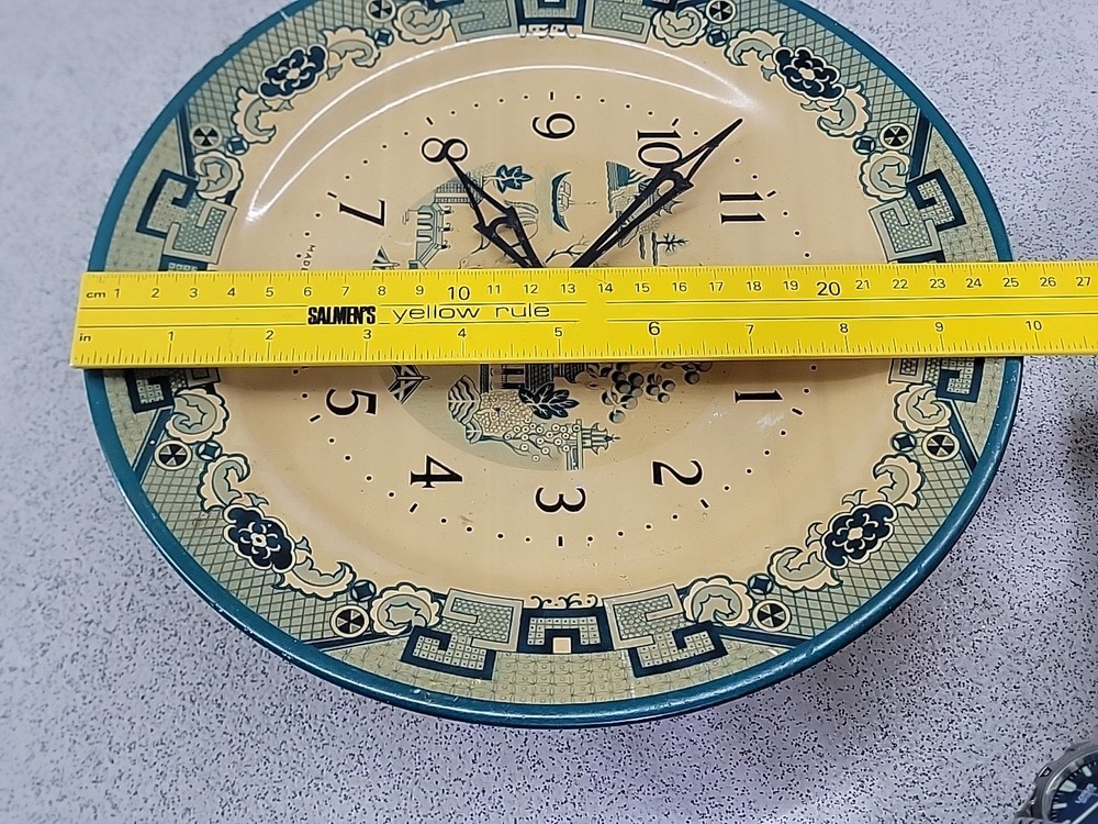 Vintage Smiths Mechanical Tin Plate wall Clock Working Retro