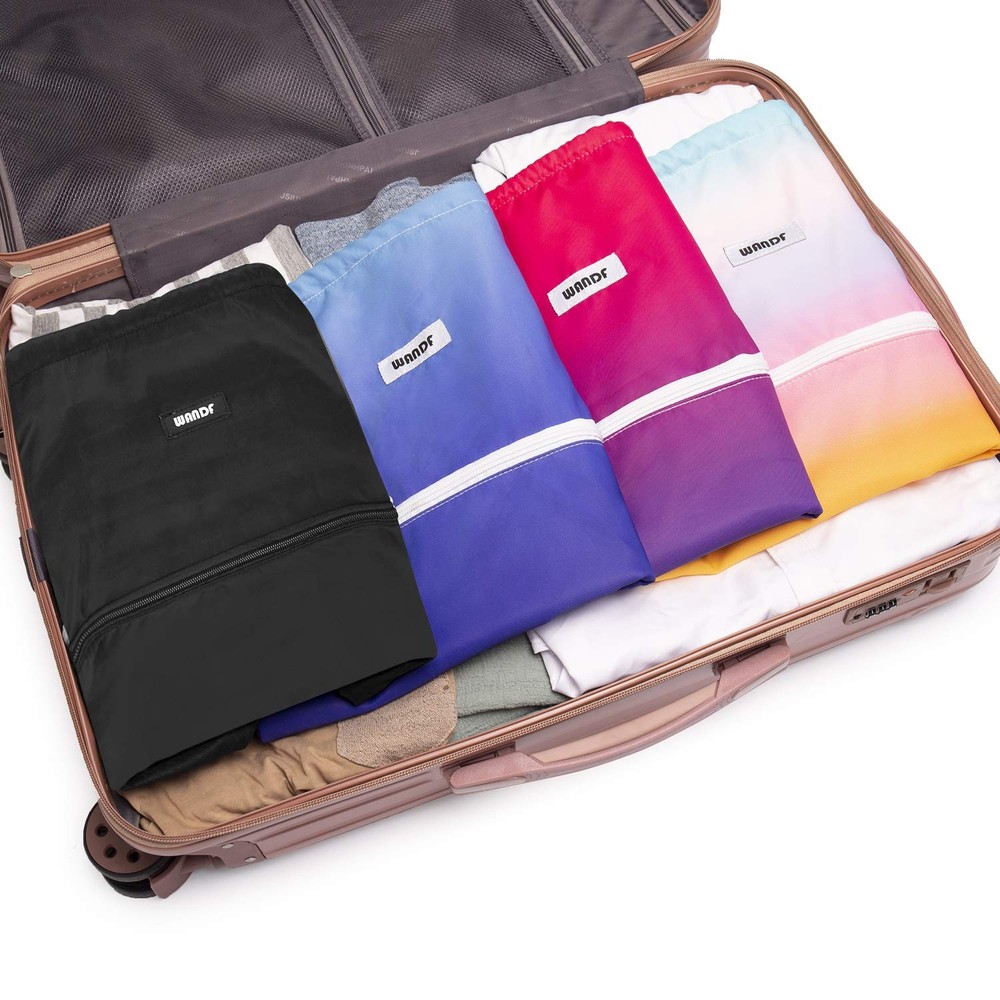 WANDF Drawstring Backpack String Bag Sackpack Cinch Water One Size, Black