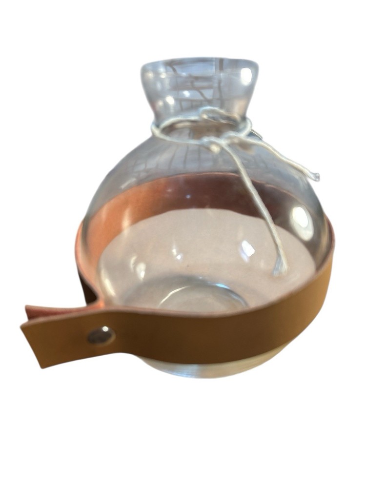 Natural Clear Vase with Leather Accent Strap