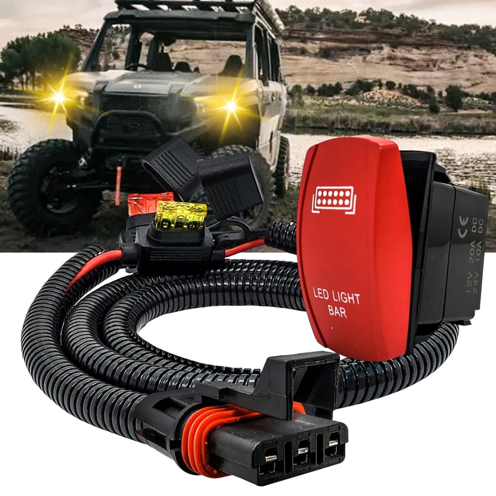 Pulse Busbar Plug Wire Harness On/Off Red Rocker Switch for LED Light Bar XP ADV