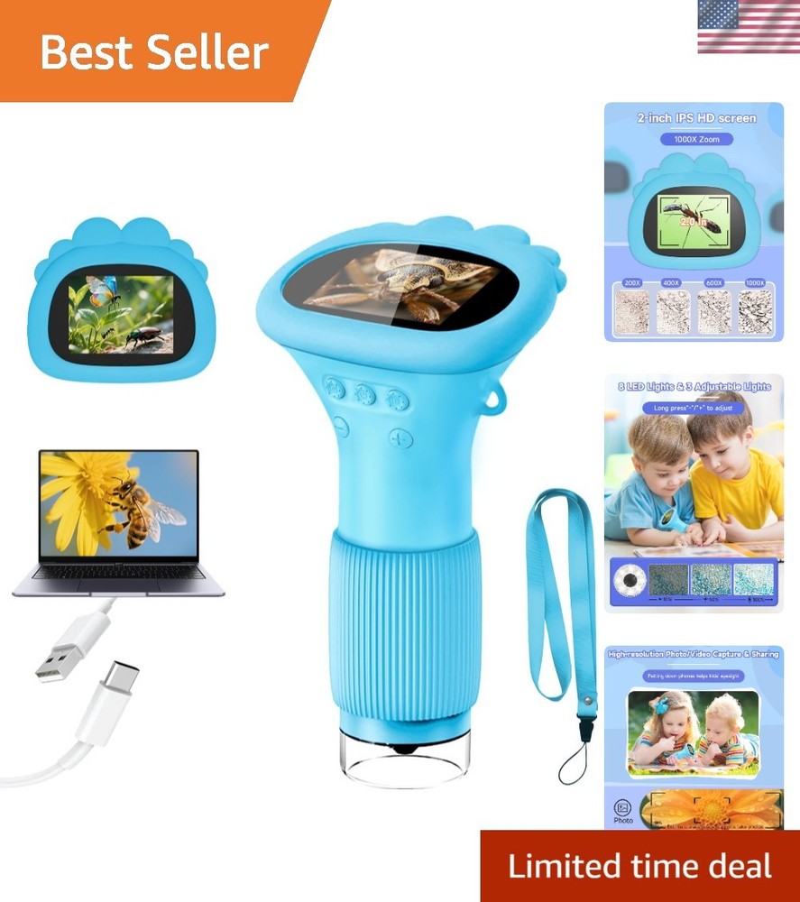 Handheld 1000X Kids Microscope - Connect to PC, Explore the Micro World