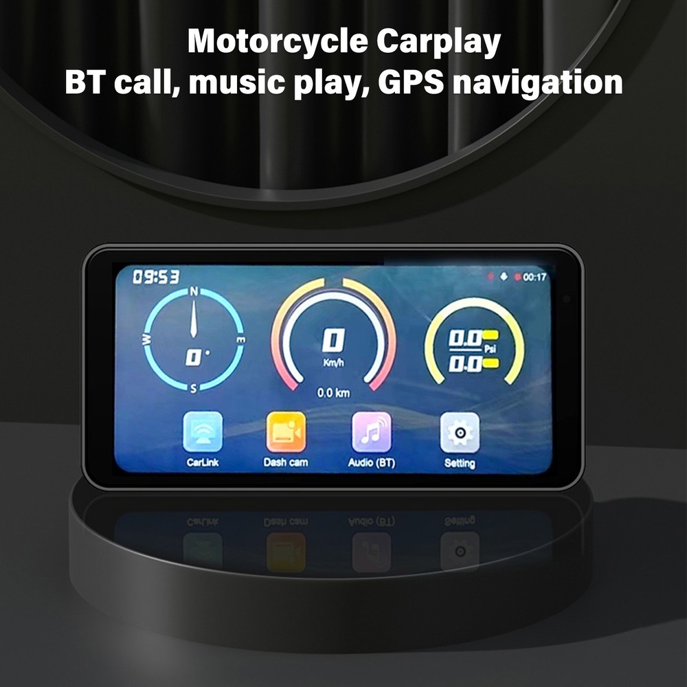 6.25" Motorcycle GPS Navi Wireless Carplay/Android Waterproof Bluetooth w/Camera