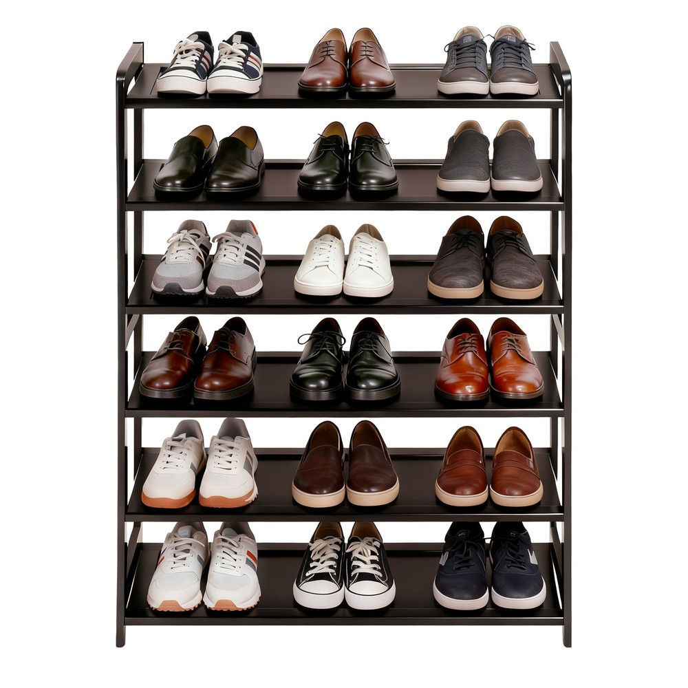 6-Layer Coffee Bamboo Shoe Rack, 68x25x89cm