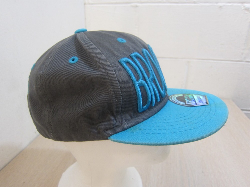 KBETHOS BROOKLYN BASEBALL STYLE ADJUSTABLE STRAPBACK HAT GRAY/TURQUOISE