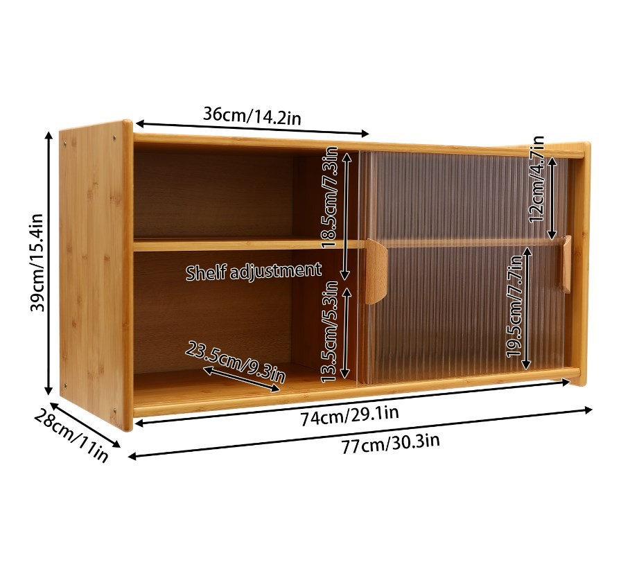 Kitchen Pantry Cabinet with Doors Wall Mounted, Countertop Cupboard 2-Tier