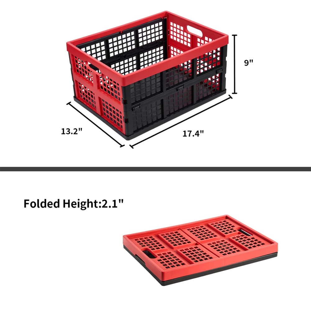 Plastic Collapsible Storage Crates Foldable Bins 30L 3 Pcs
