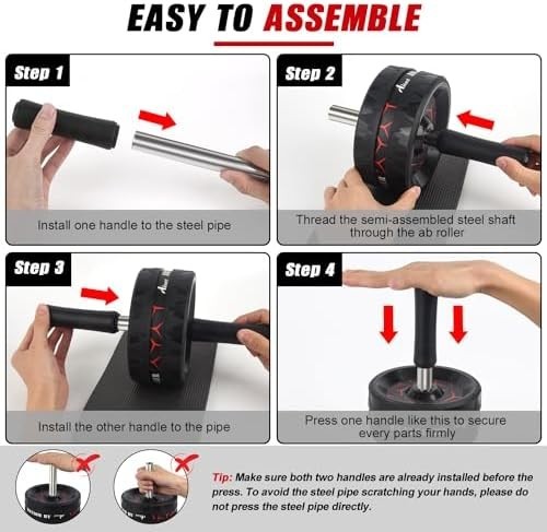 Ab Roller Wheel, Abs Workout Equipment for Abdominal & Core Strength Training, H