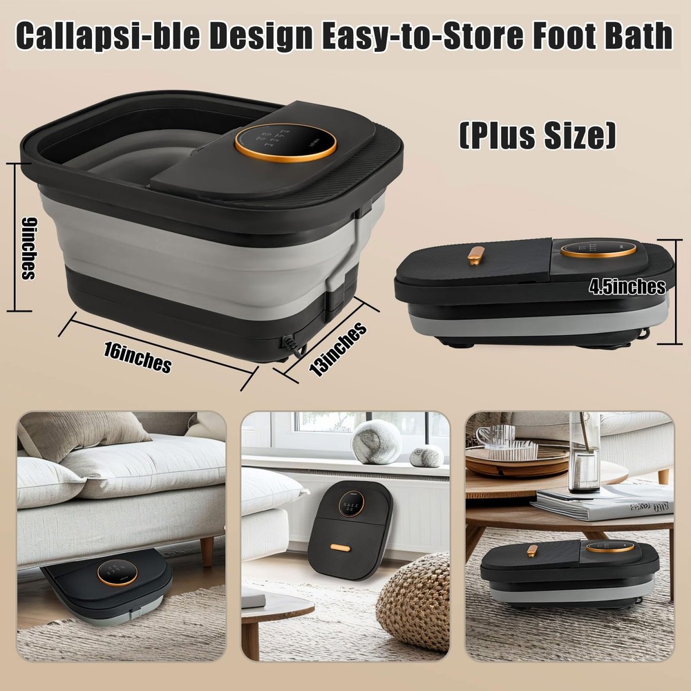 Foot Spa Bath Massager with Heat, Bubble, Temperature Control, Remote Control...