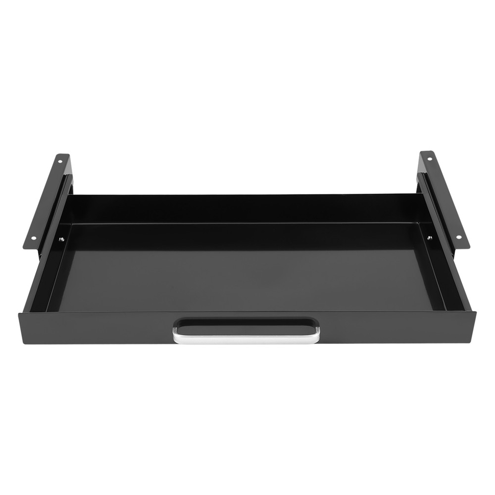 Sliding Under Desk Drawer Black Metal Pull Out Under Table Storage Organizer