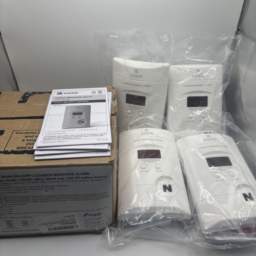 Kidde KN-COPP-3 Carbon Monoxide Alarm Plug-In Digital Display 4 Pack