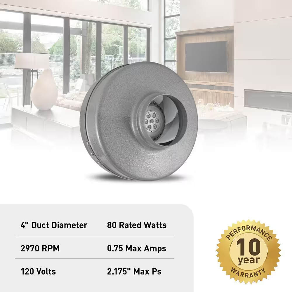 4 In. Powerfan Inline Duct Fan