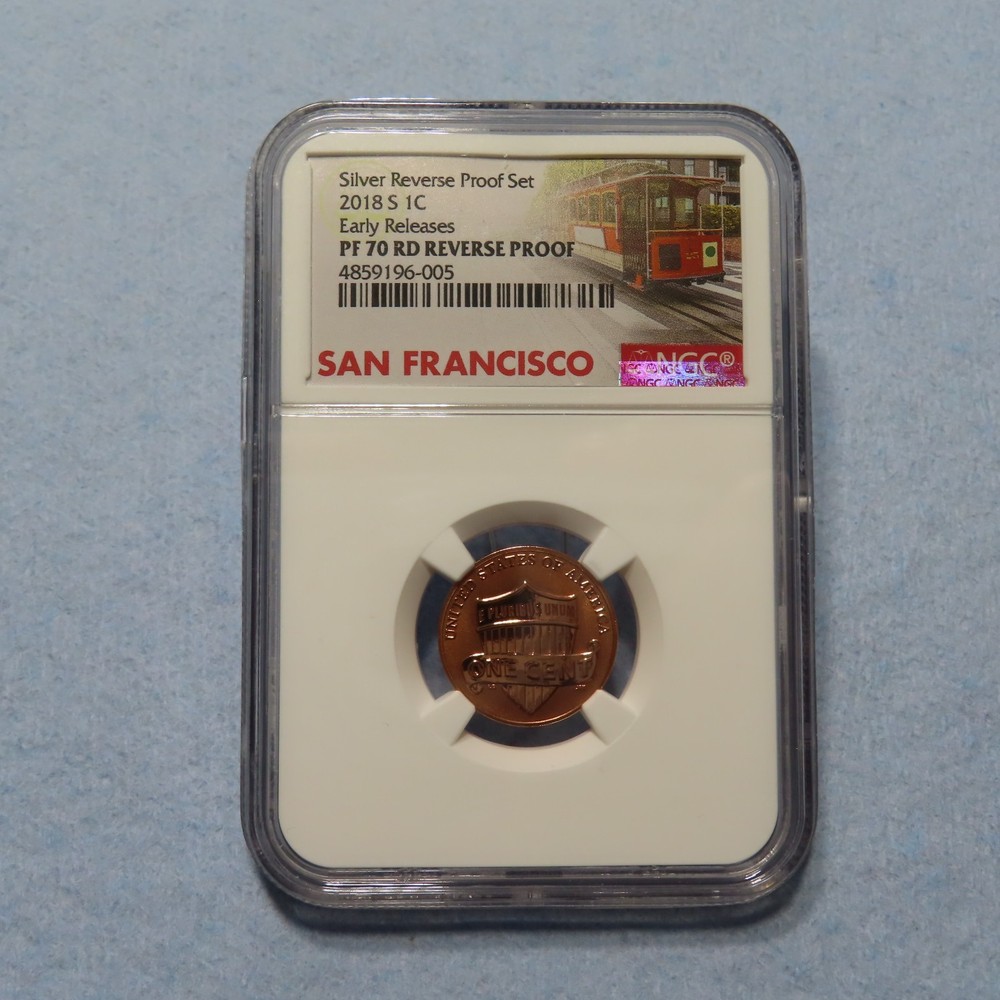 2018 S NGC PF 70 RD REVERSE PROOF SMALL CENT FROM SILVER REVERSE PROOF SET