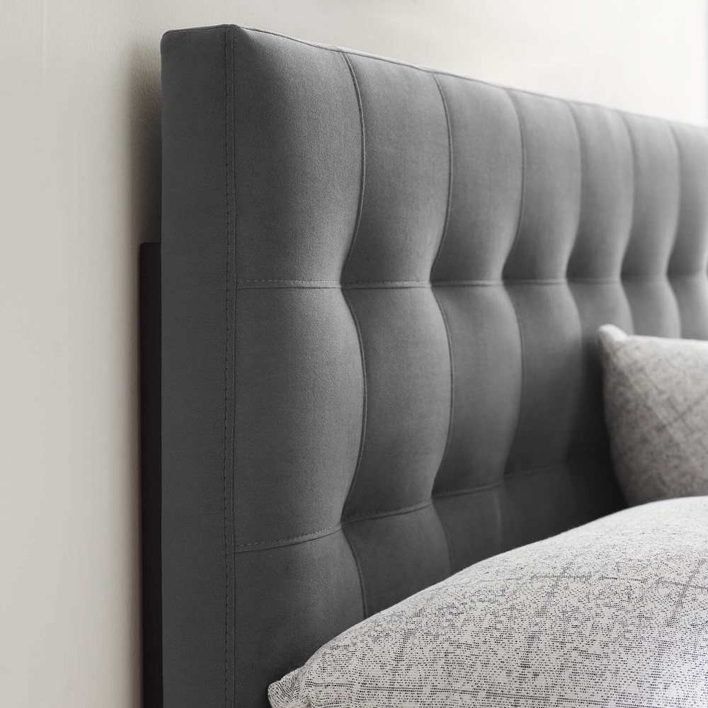 Modway Emily Biscuit Tufted Performance Velvet Full Headboard in Gray