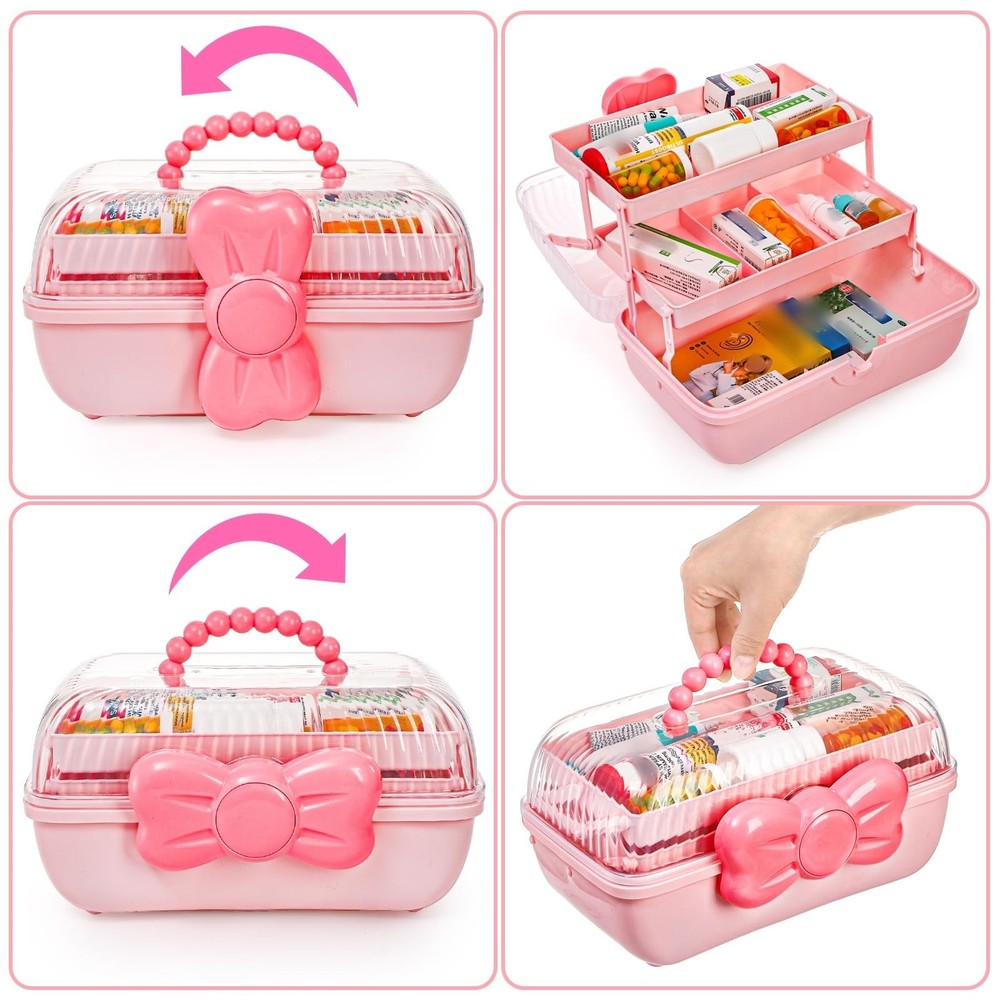 11" Three-Layer Multipurpose Storage Box, Clear Plastic Art Craft Organizer, ...