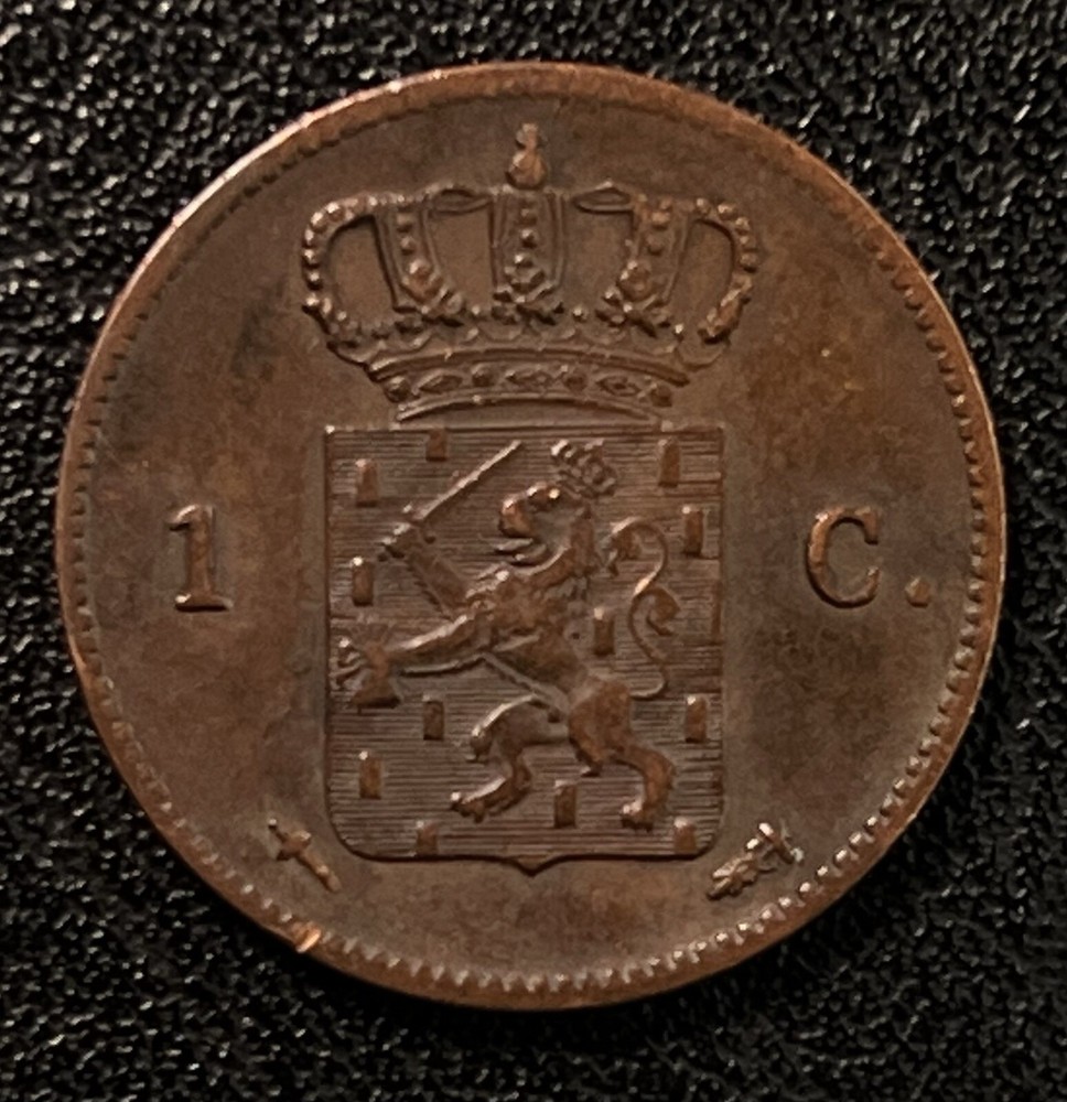 1863 Netherlands 1 Cent Copper Coin XF