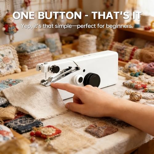 Handheld Sewing Machine For Beginners, Mini Sewing Machine Portable, Easy White