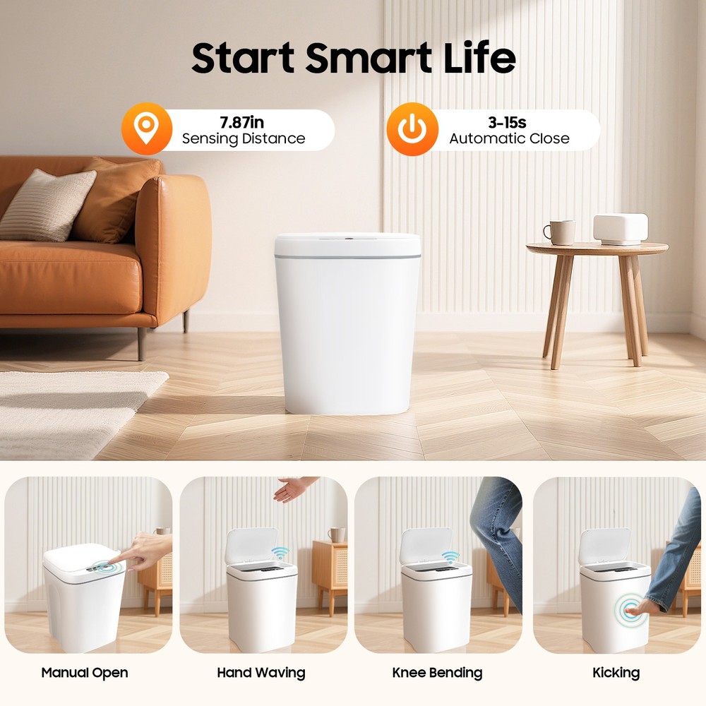 Touchless 4.22 Gallon Automatic Motion Sensor Smart Trash Can Bathroom Trash Can